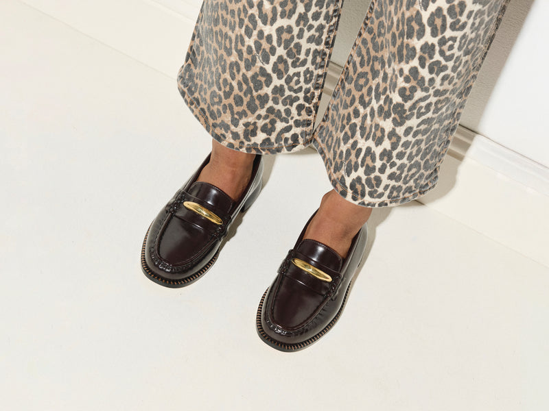 Elba Penny Loafer with Crescent Charm