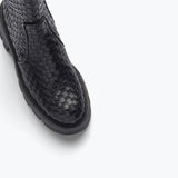 Freda Salvador Darla woven Chelsea boot in black with detailed woven upper and classic pull-on style.