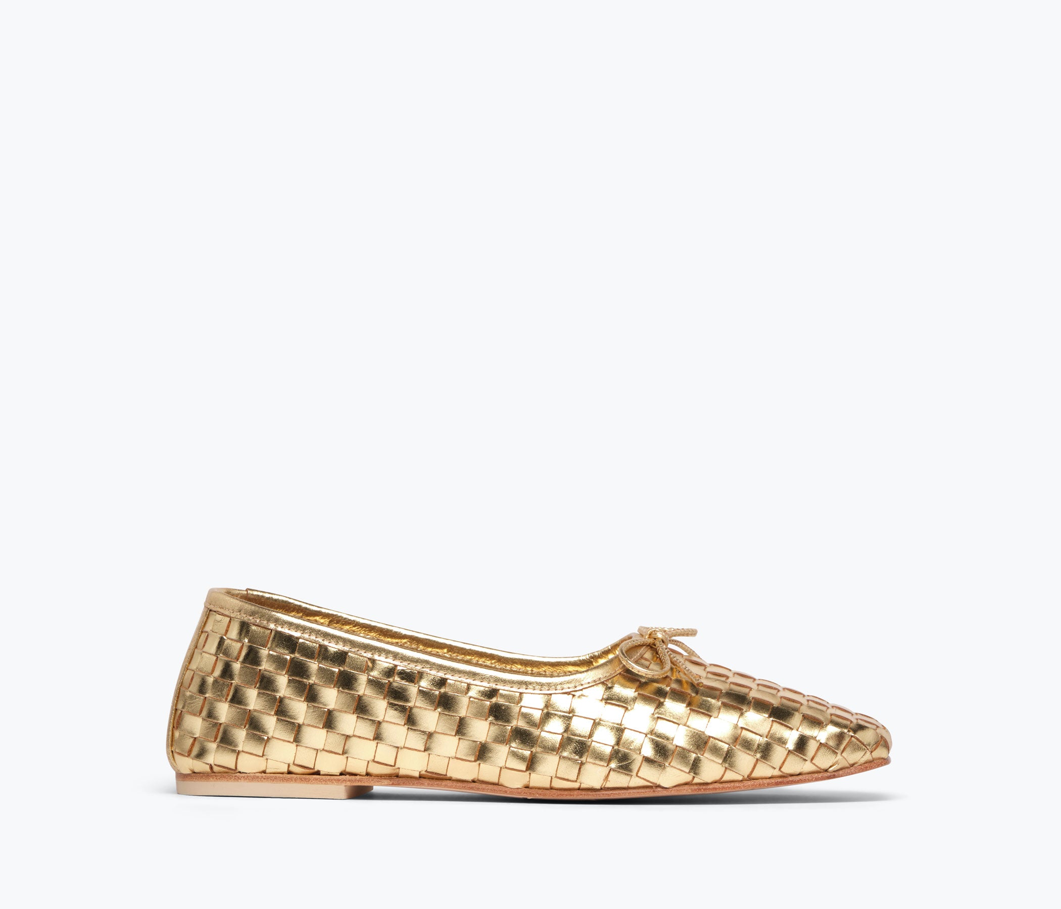 Elisabetta Franchi frayed metallic-threading ballerina shoes - Gold