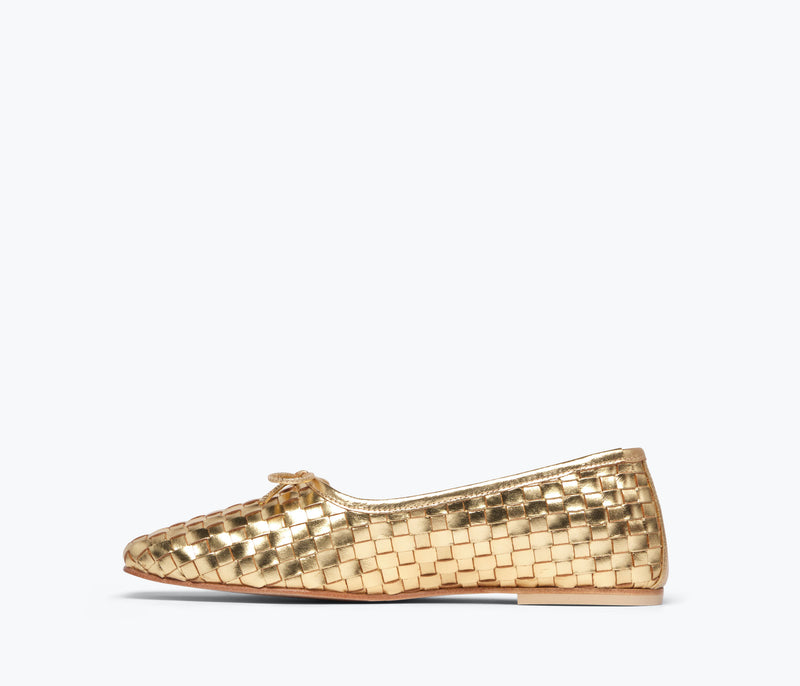 Gold flat shoes women's Clearance