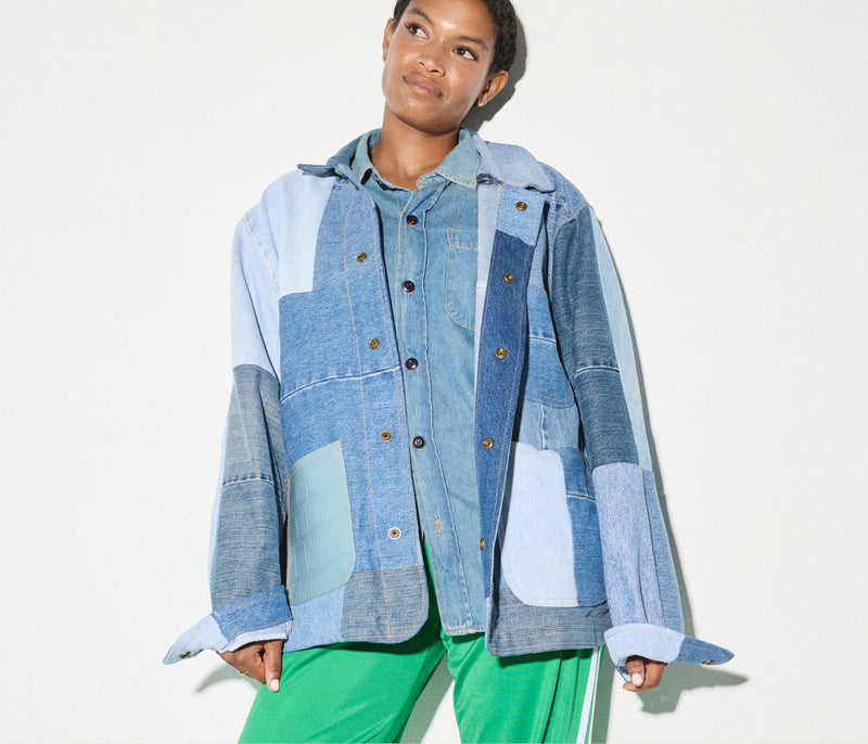 PATCHWORK DENIM CHORE COAT