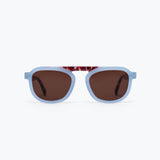 blue sunglasses with tortoise 