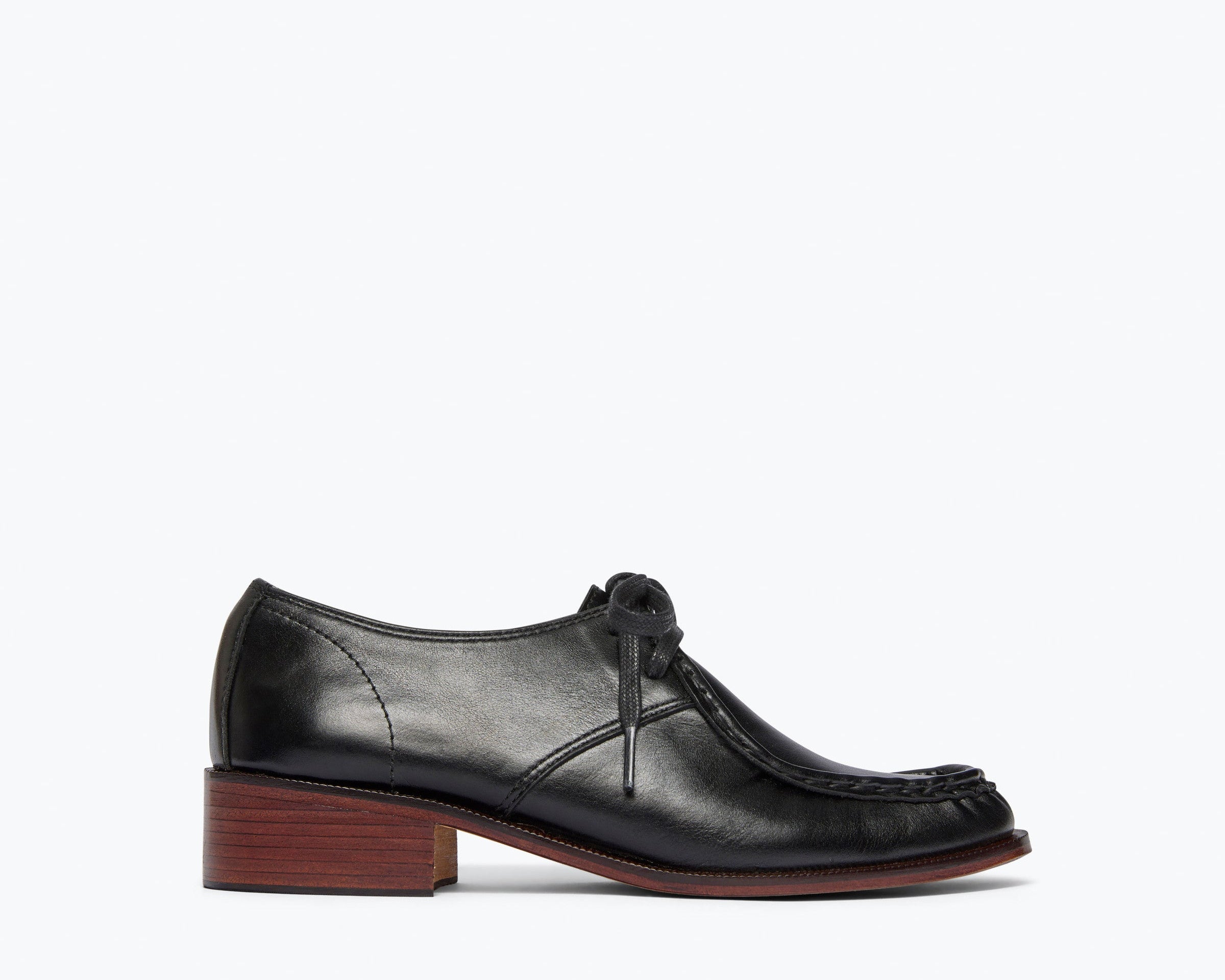 ANNA derby loafer in black calf leather, front view