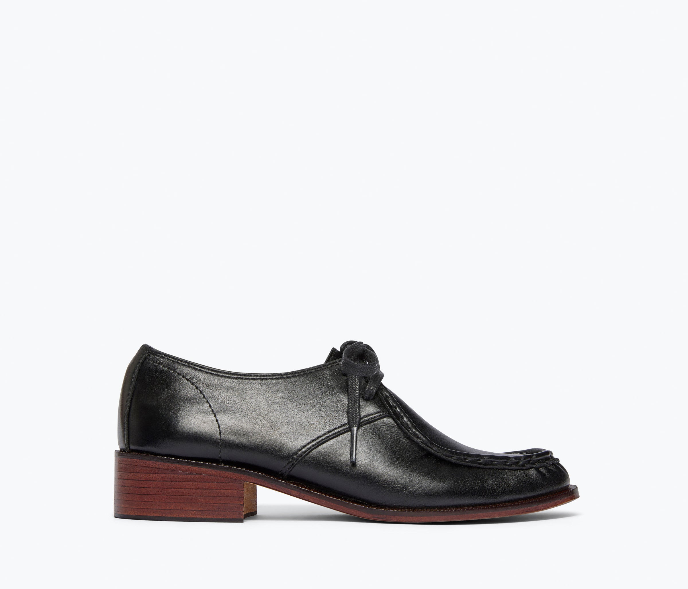ANNA derby loafer in black calf leather, front view