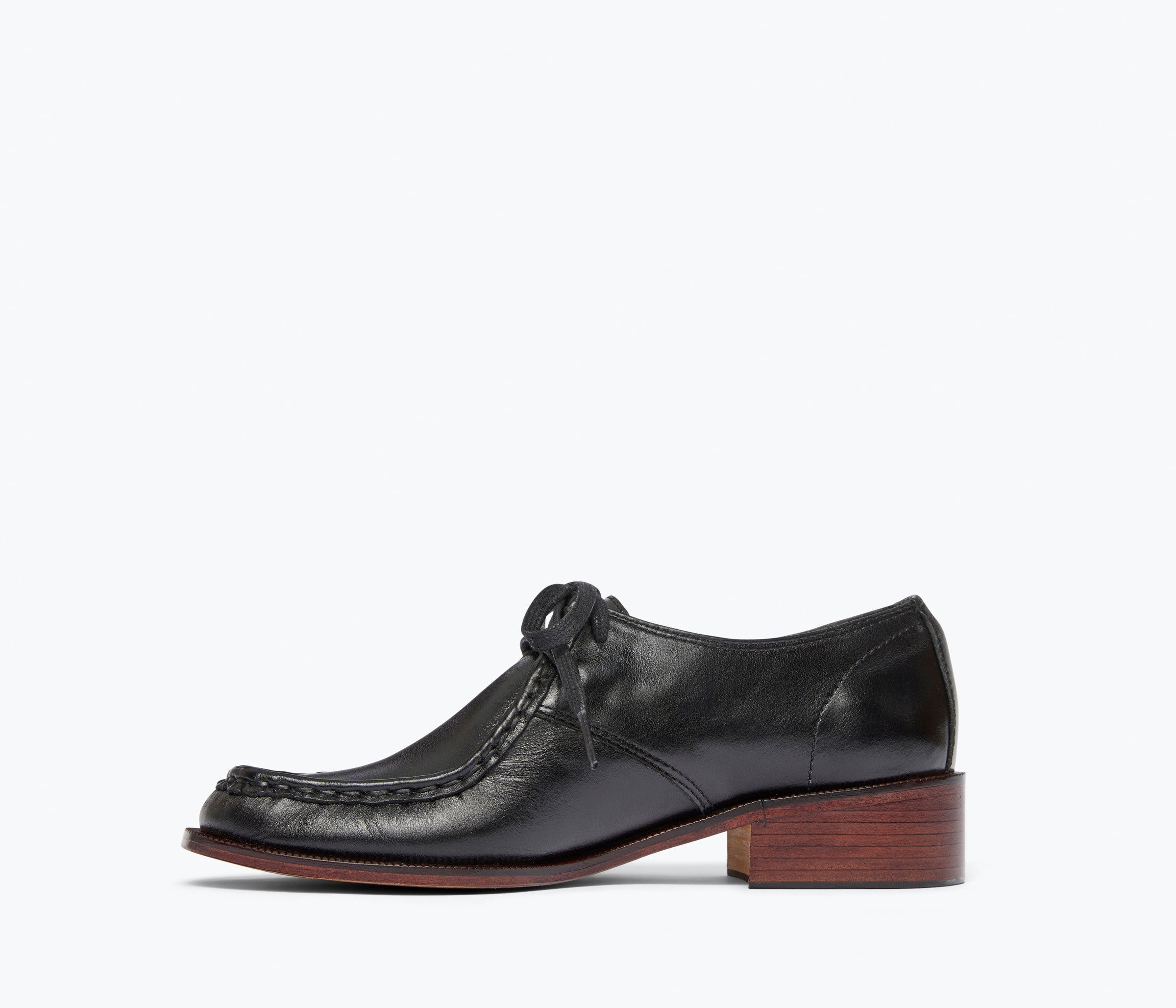 ANNA derby loafer in black calf leather, inside view
