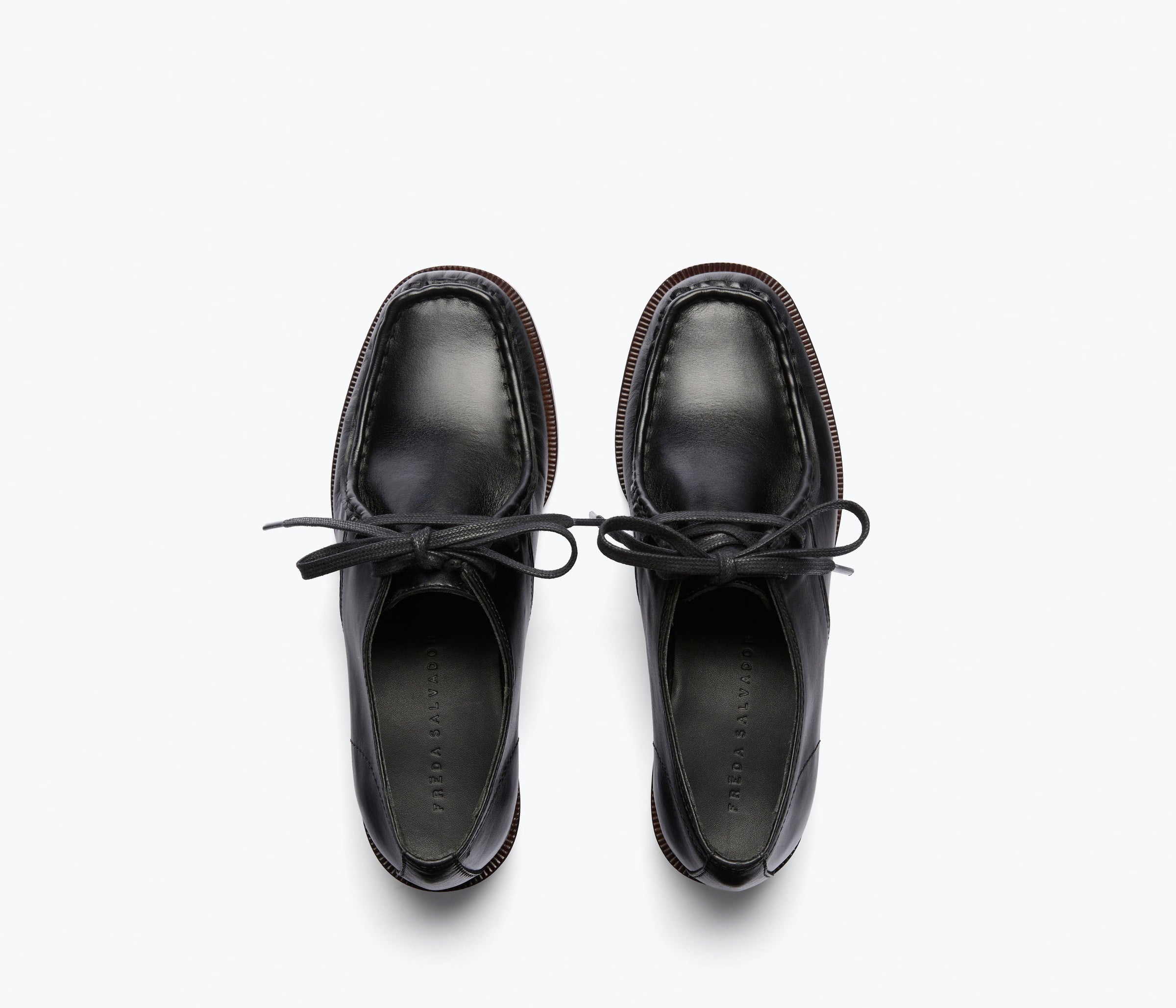 ANNA derby loafer in black calf leather, top view