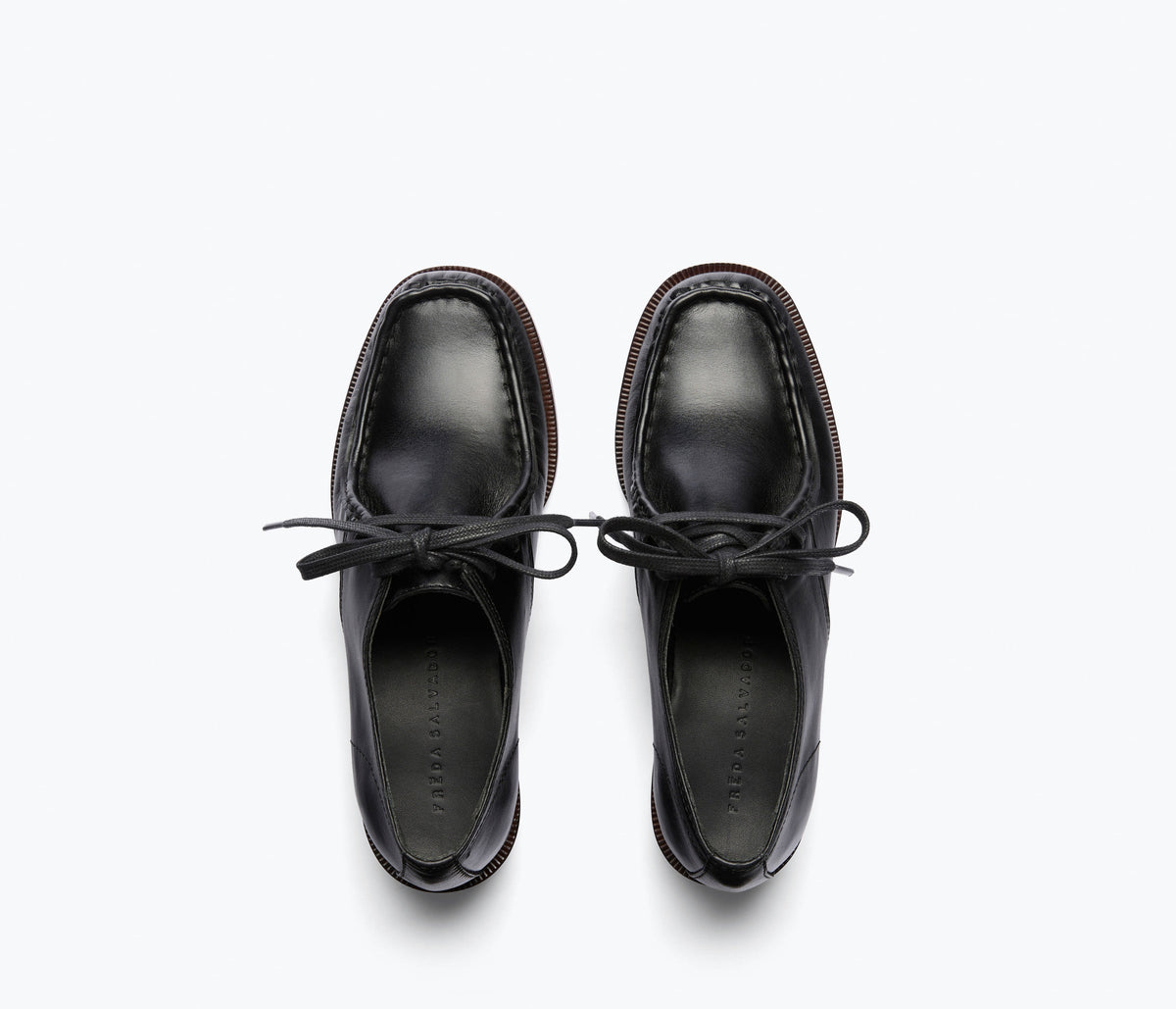 ANNA derby loafer in black calf leather, top view