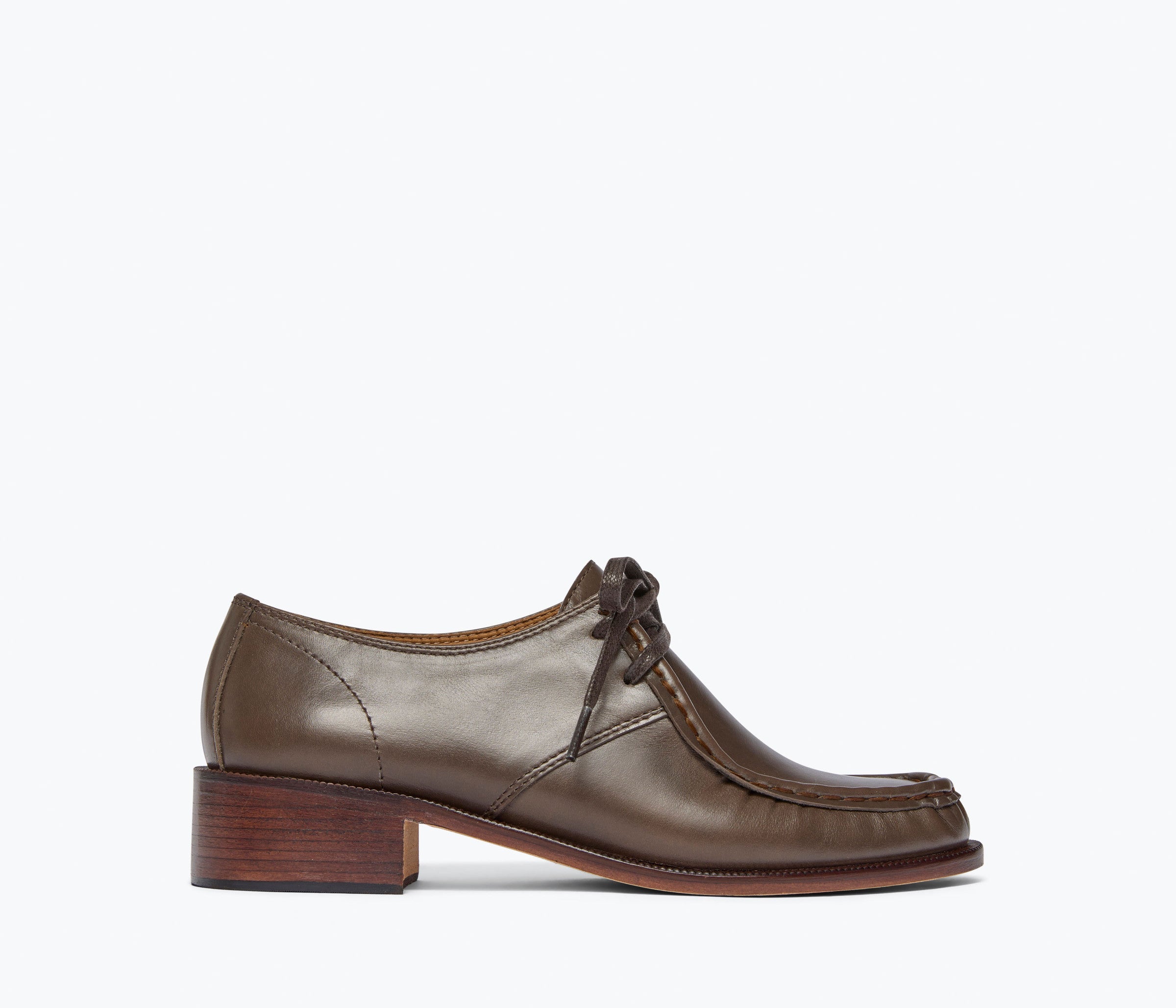 ANNA derby loafer in shiitake calf leather, front view