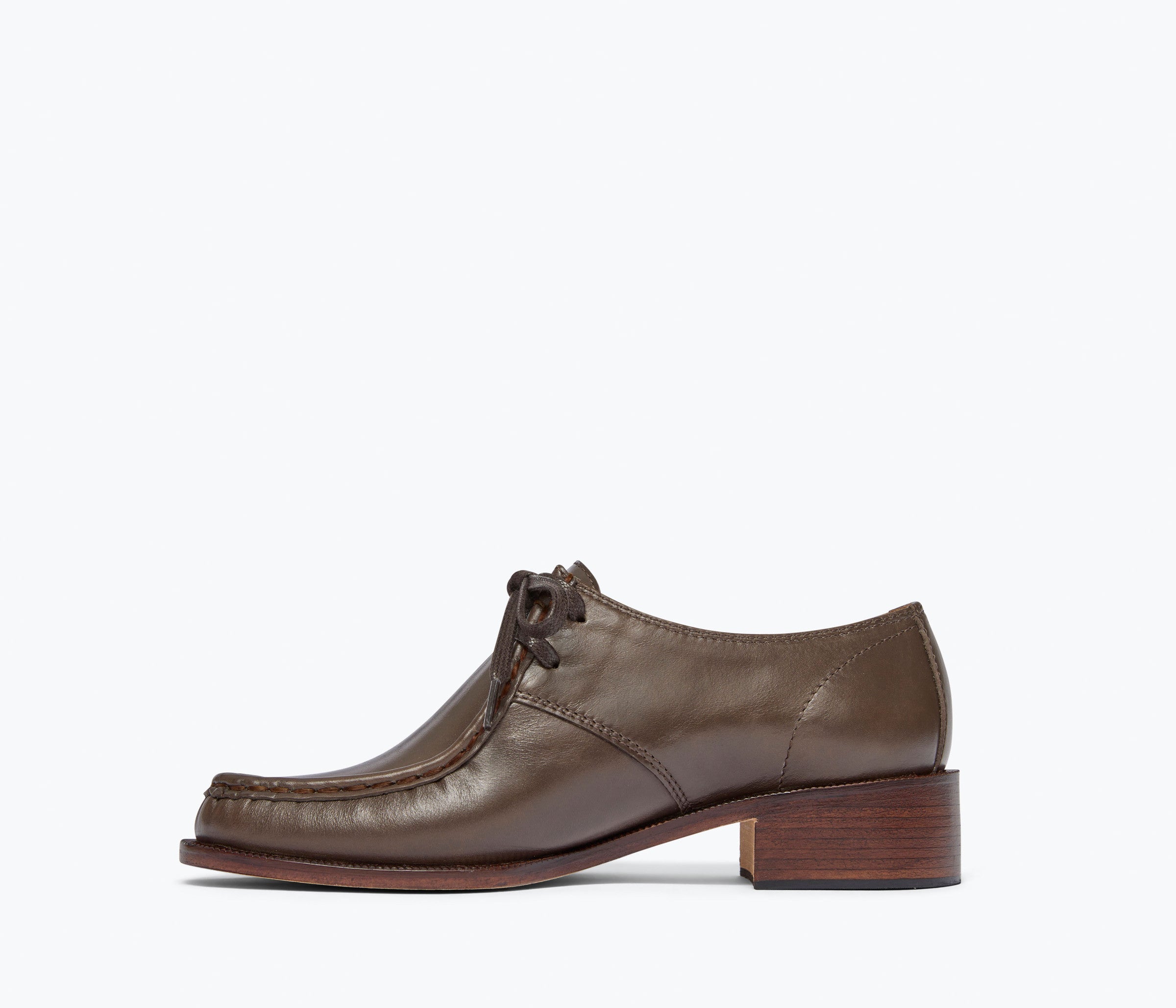 ANNA derby loafer in shiitake calf leather, inside view