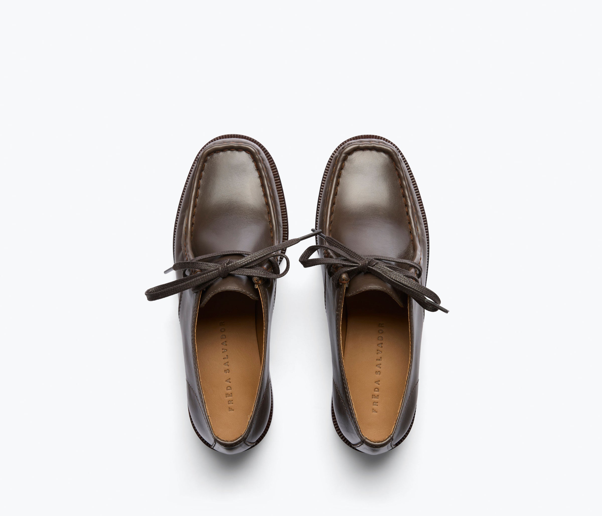 ANNA derby loafer in shiitake calf leather, top view