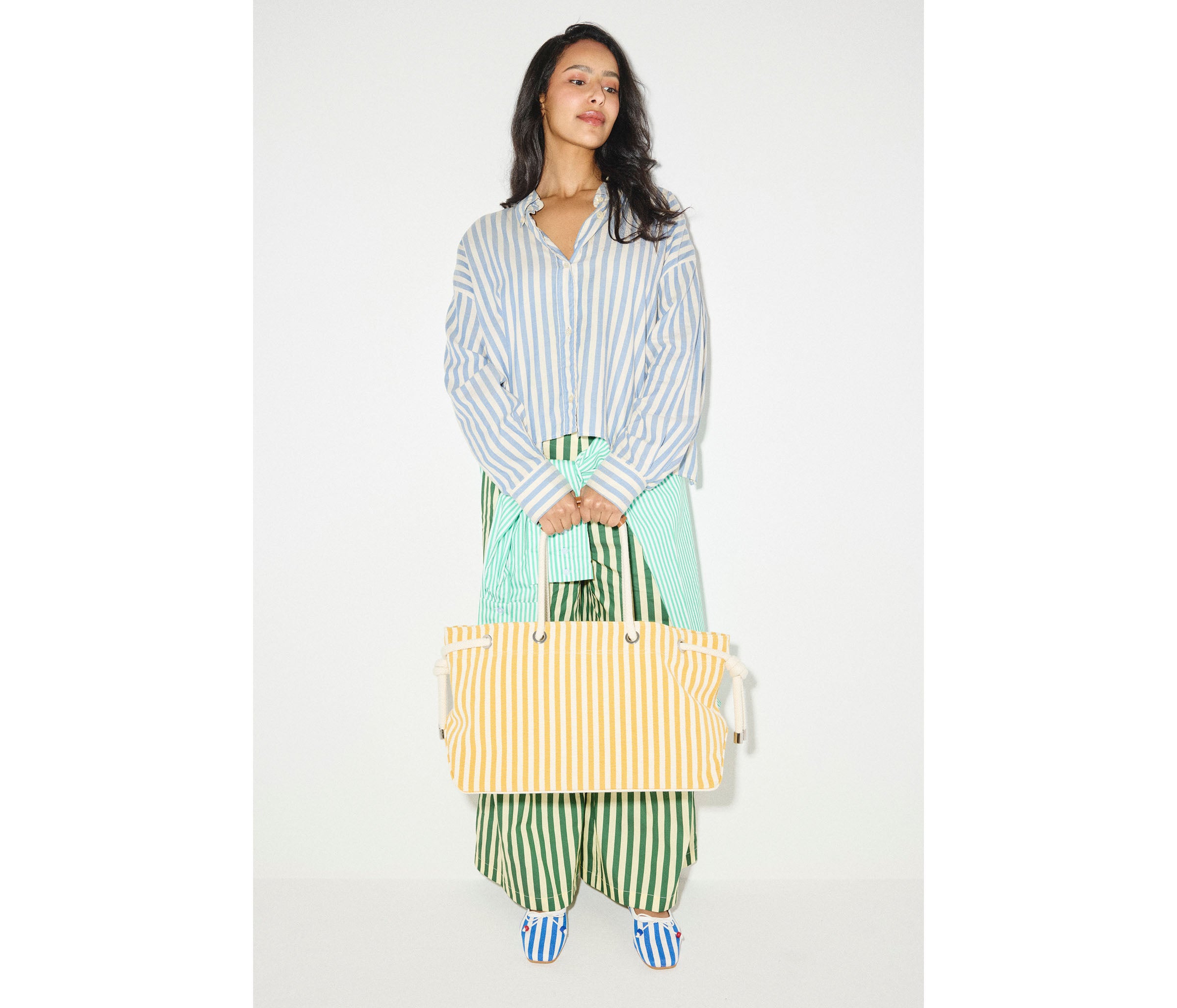 BIRDIE - Mustard and White Canvas, [product-type] - FREDA SALVADOR Power Shoes for Power Women