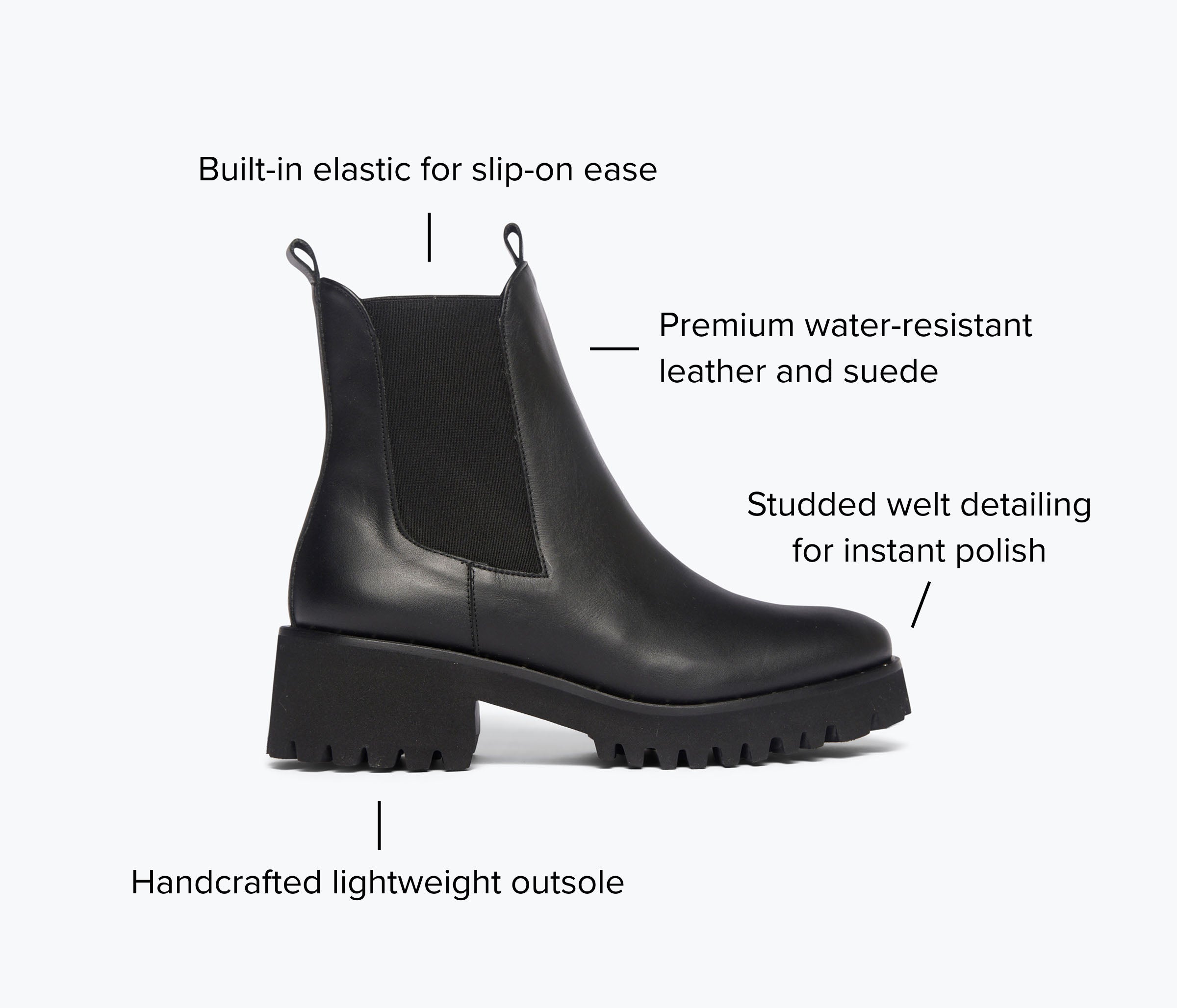 black brooke boot with detailed features
