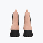 BROOKE rain resistant boot in Blush Suede WR, back view