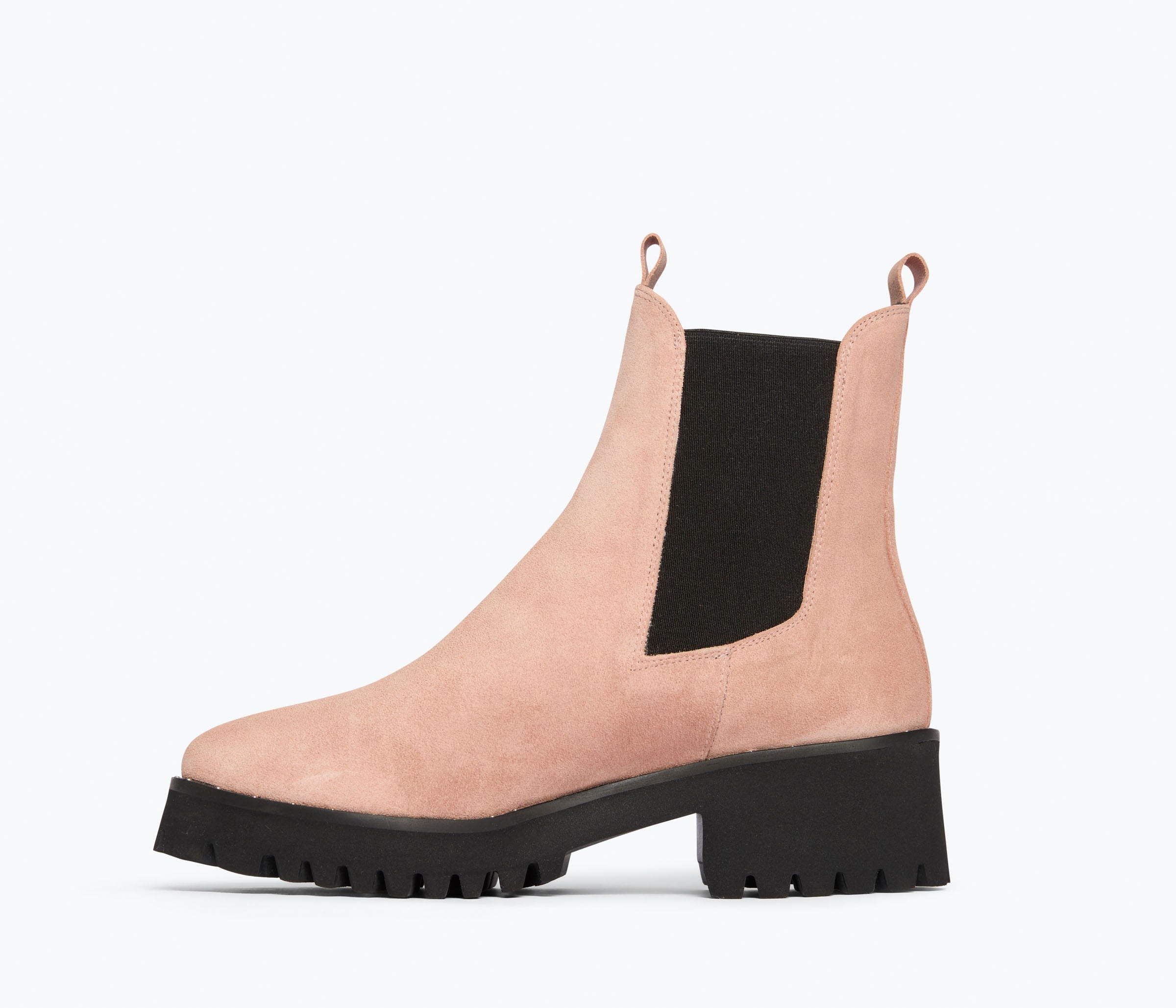BROOKE rain resistant boot in Blush Suede WR, inside view