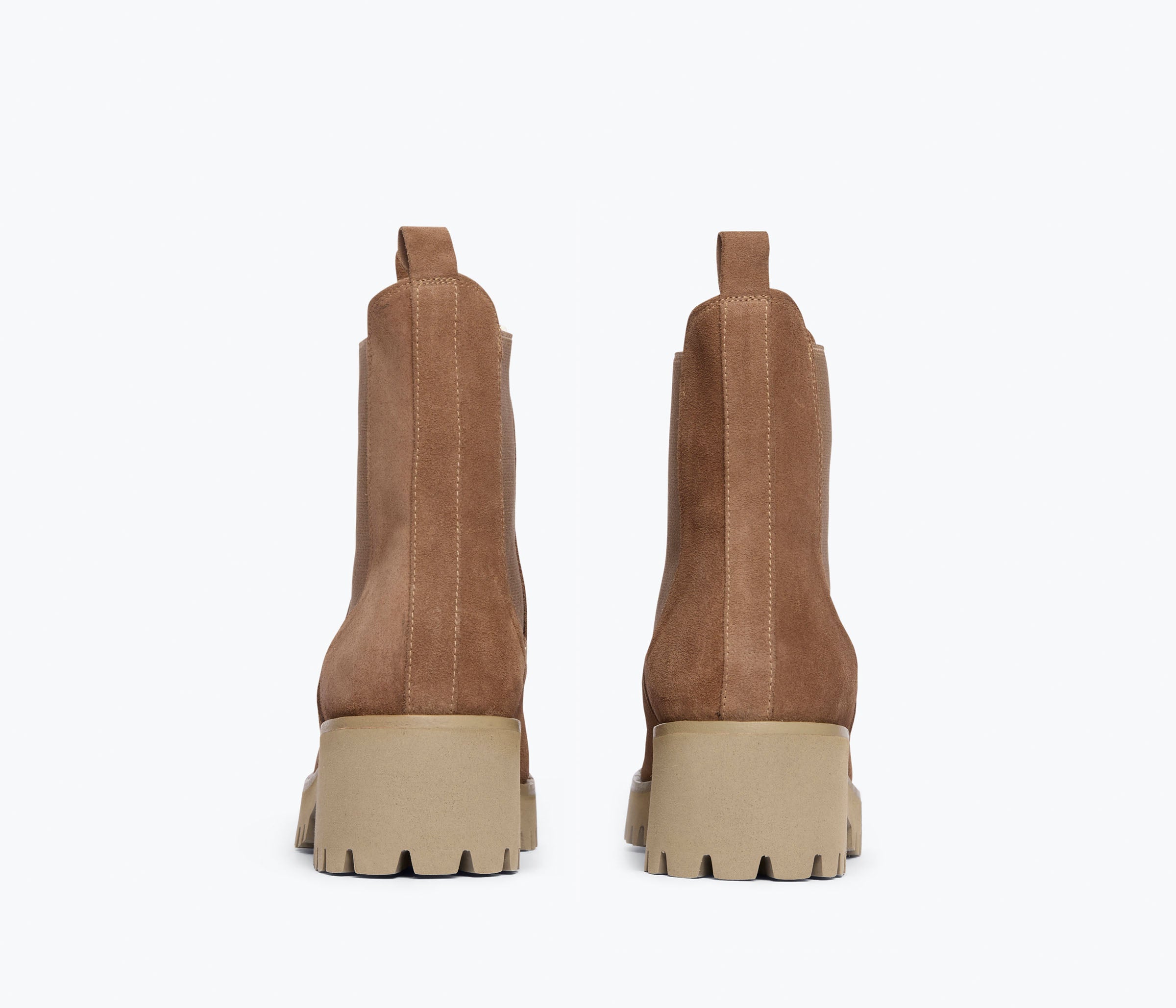 BROOKE rain resistant boot in Sesame Suede WR, back view