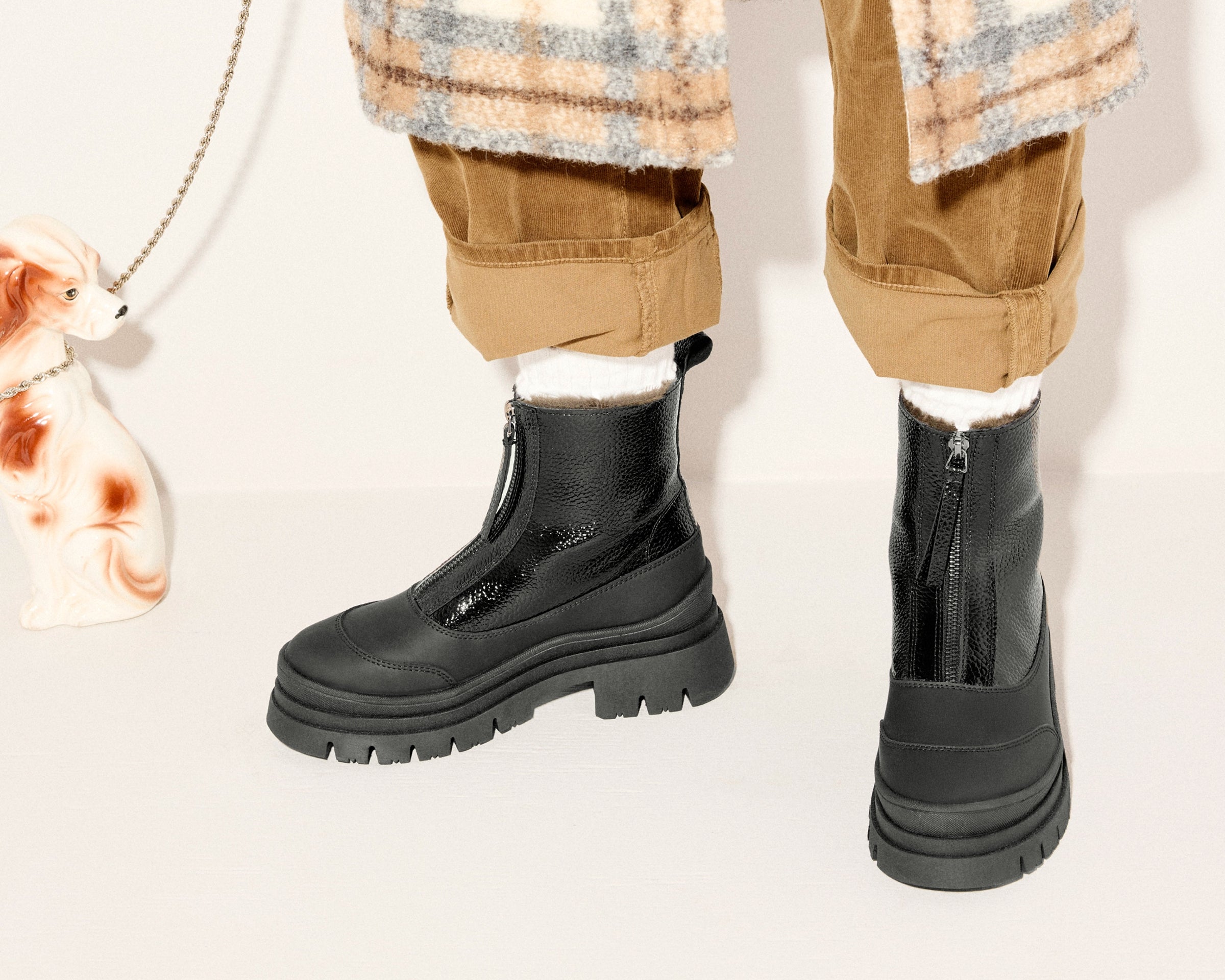 CALEB SHEARLING LUG BOOT, [product-type] - FREDA SALVADOR Power Shoes for Power Women