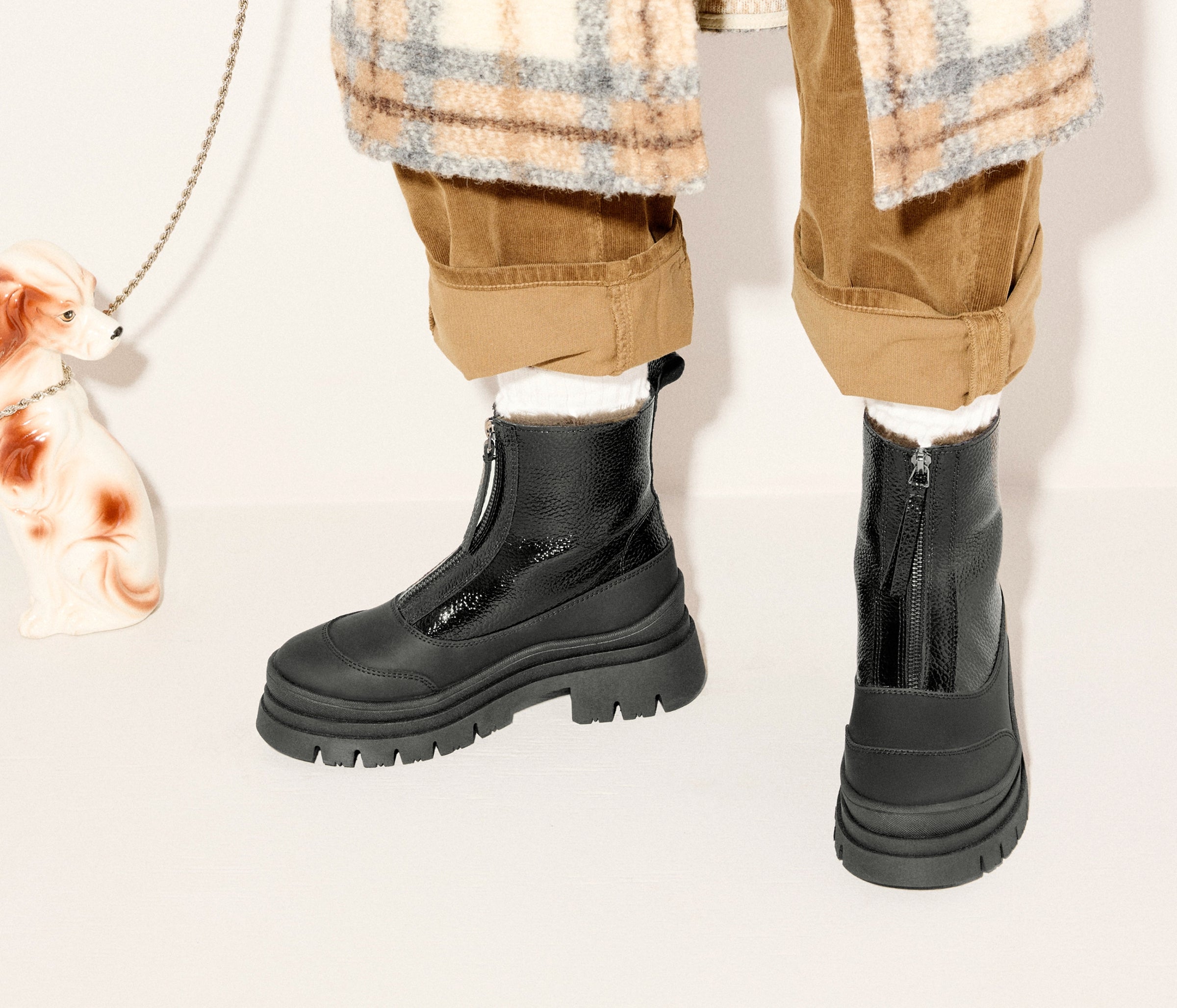 CALEB SHEARLING LUG BOOT, [product-type] - FREDA SALVADOR Power Shoes for Power Women