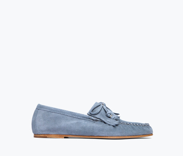 POMUM & ARTS suede flap loafer サックスブルー M celeste_denim_suede_front_gran