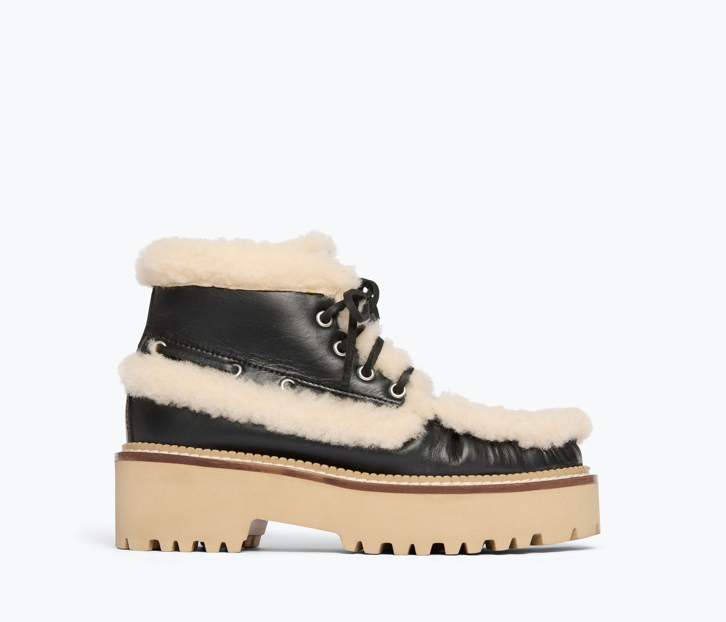DAKOTA shearling boot in Black Calf with Shearling, front view