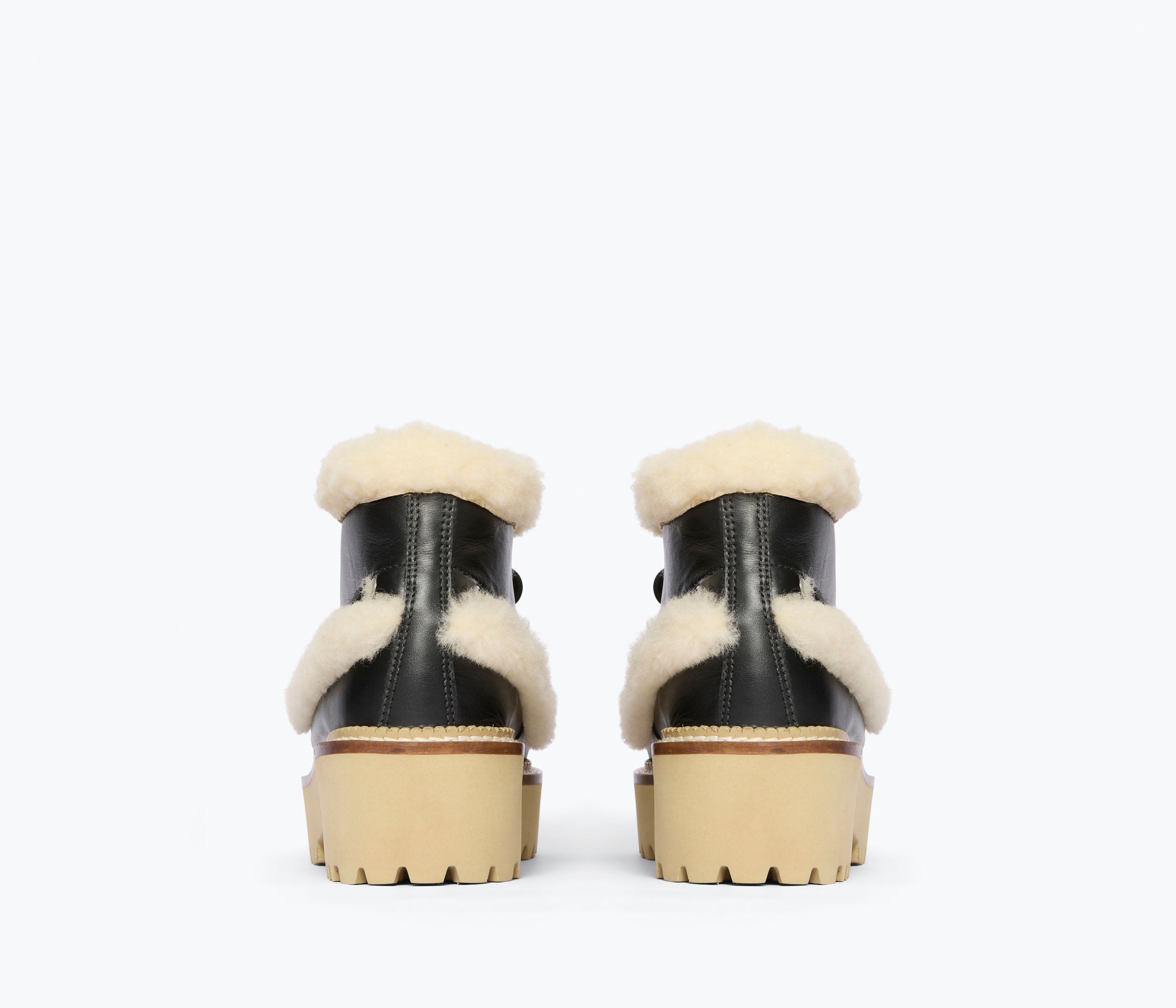 DAKOTA shearling boot in Black Calf with Shearling, back view