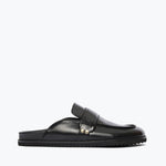 ELLEN footbed mule in black calf leather, front view