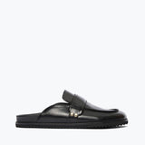 ELLEN footbed mule in black calf leather, front view