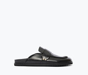 ELLEN footbed mule in black calf leather, front view