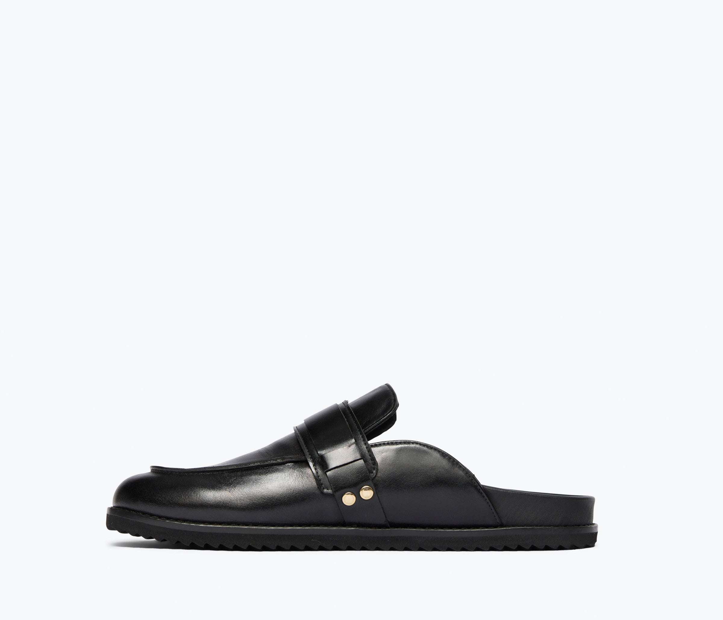 ELLEN footbed mule in black calf leather, inside view