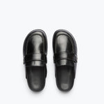 ELLEN footbed mule in black calf leather, top view