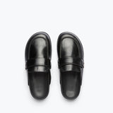 ELLEN footbed mule in black calf leather, top view