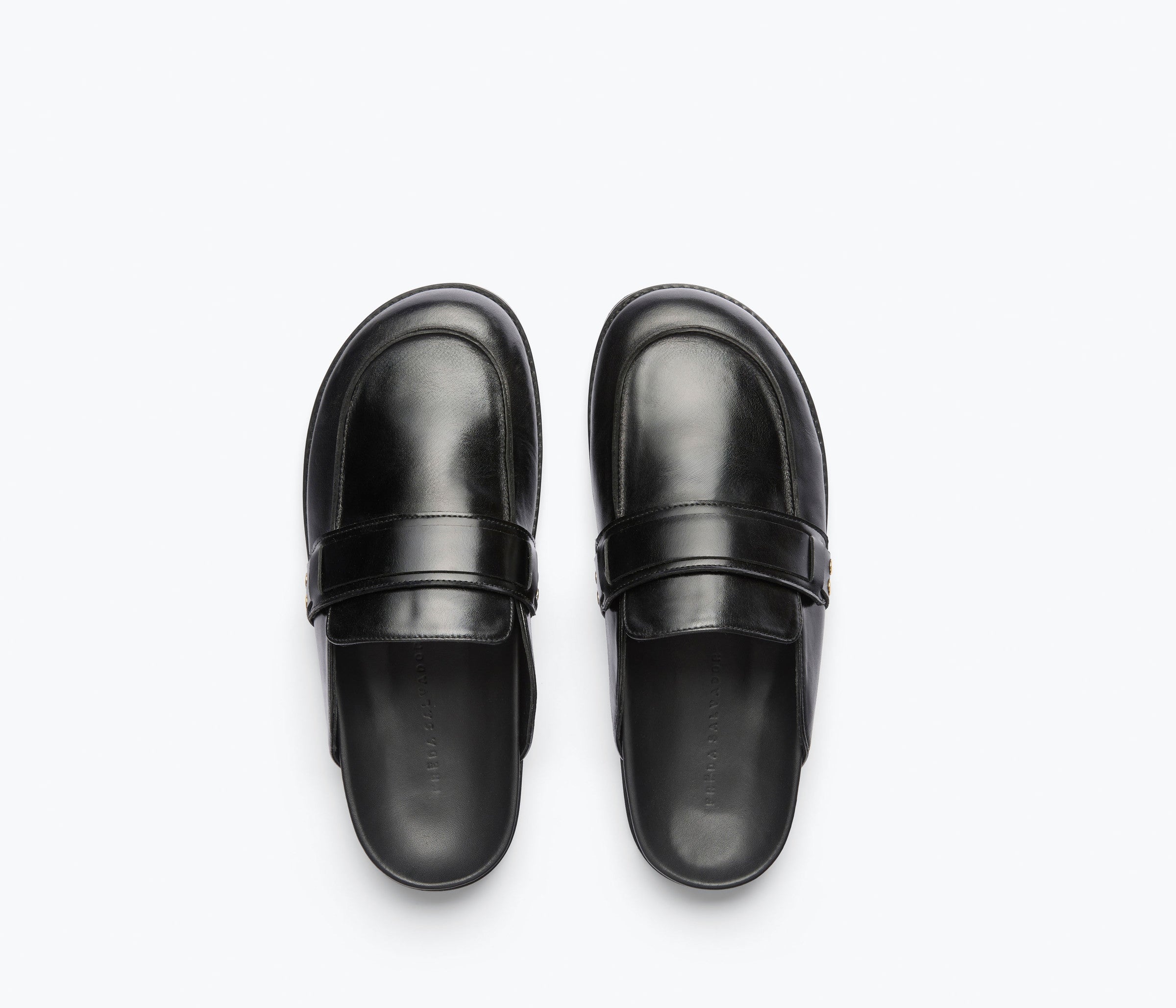 ELLEN footbed mule in black calf leather, top view