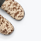 ELLEN footbed mule in brown and white haircalf, detail view
