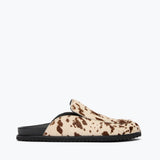 ELLEN footbed mule in brown and white haircalf, front view