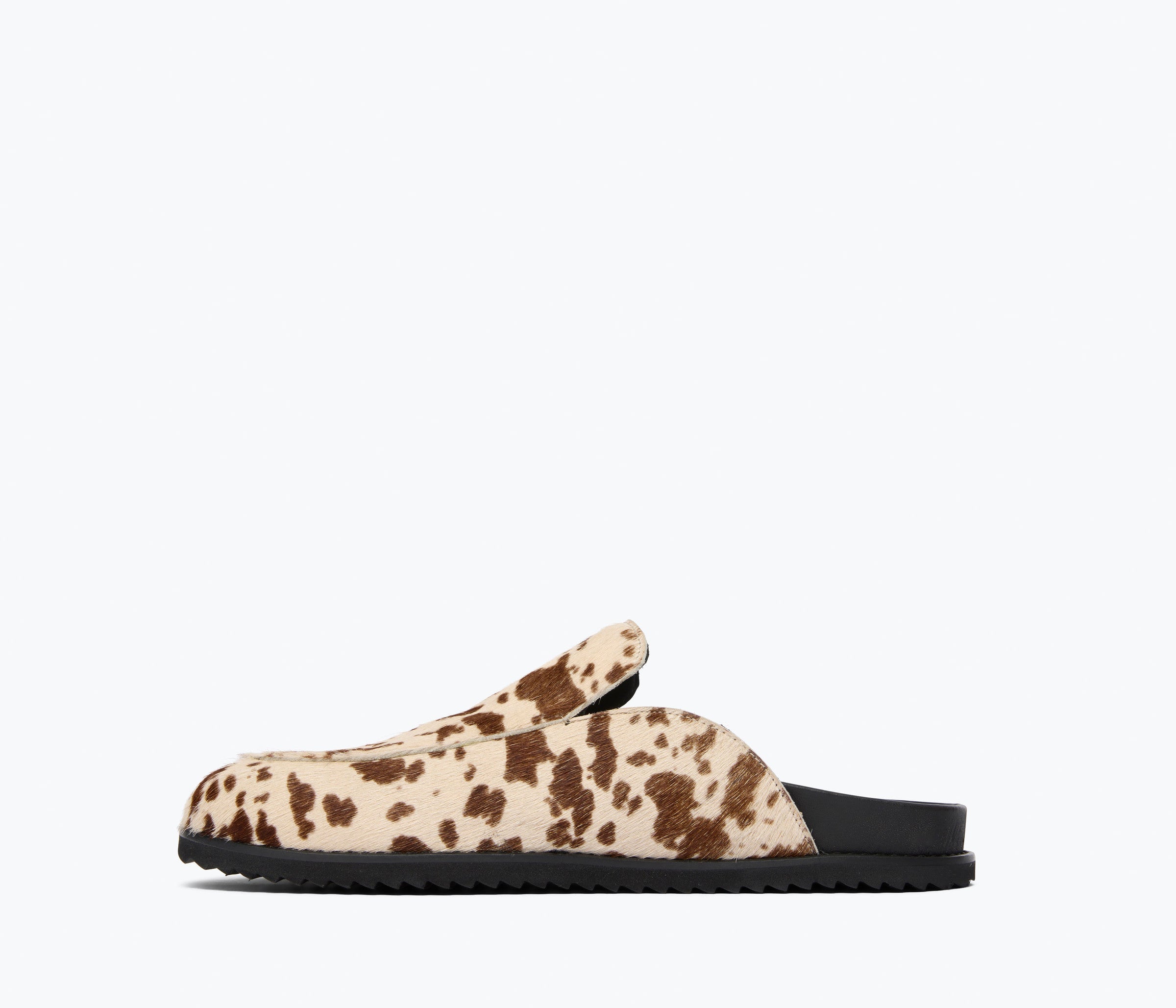 ELLEN footbed mule in brown and white haircalf, inside view