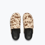 ELLEN footbed mule in brown and white haircalf, top view