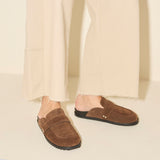 ELLEN footbed mule in mocha suede, on figure