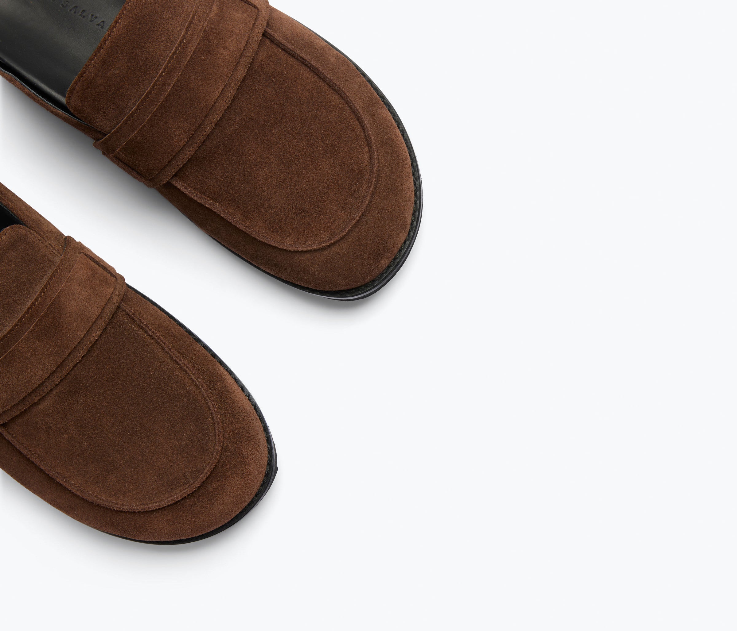 ELLEN footbed mule in mocha suede, detail view