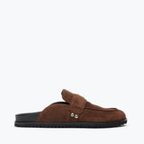 ELLEN footbed mule in mocha suede, front view