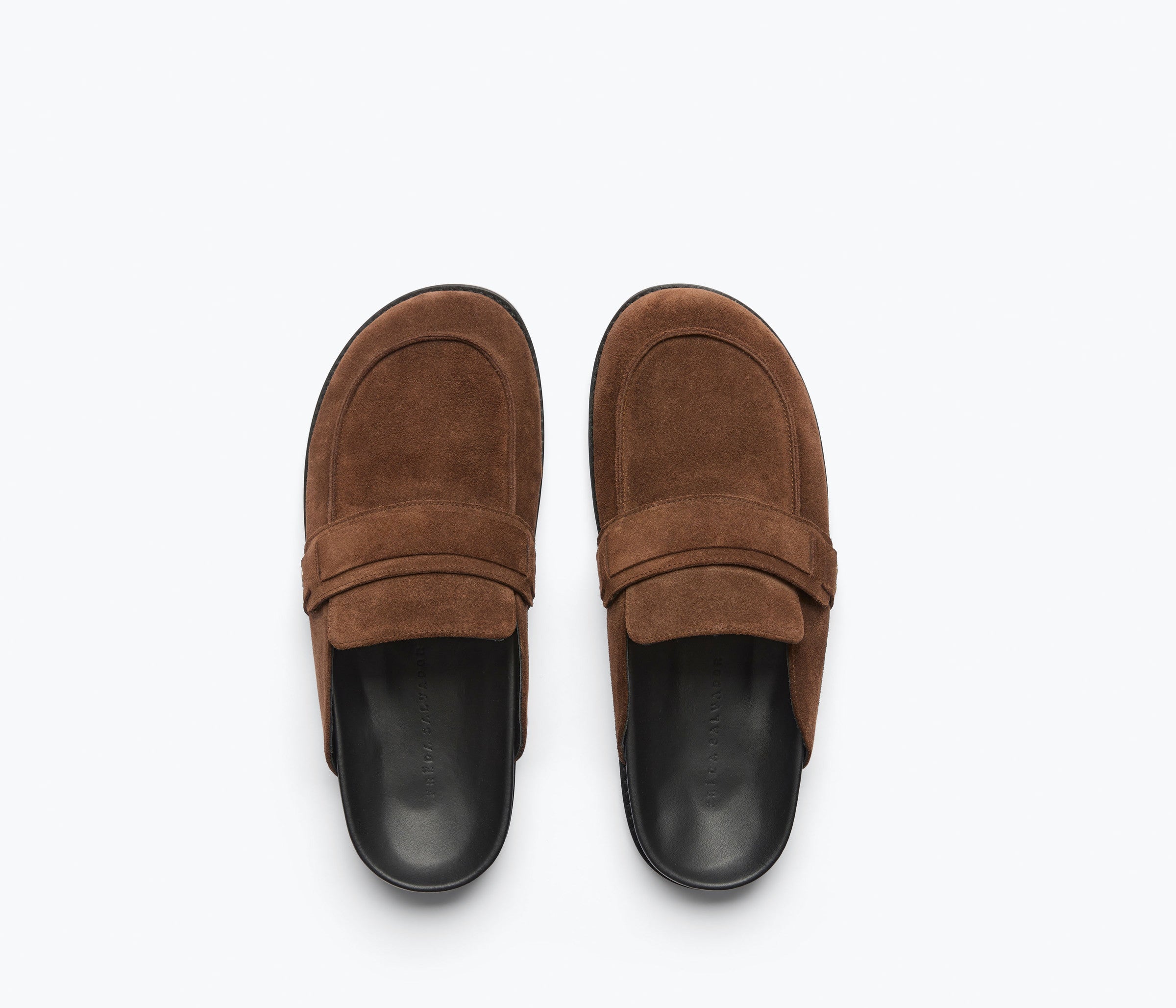 ELLEN footbed mule in mocha suede, top view