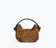 ELIS mini crescent bag in Leopard Haircalf, front view