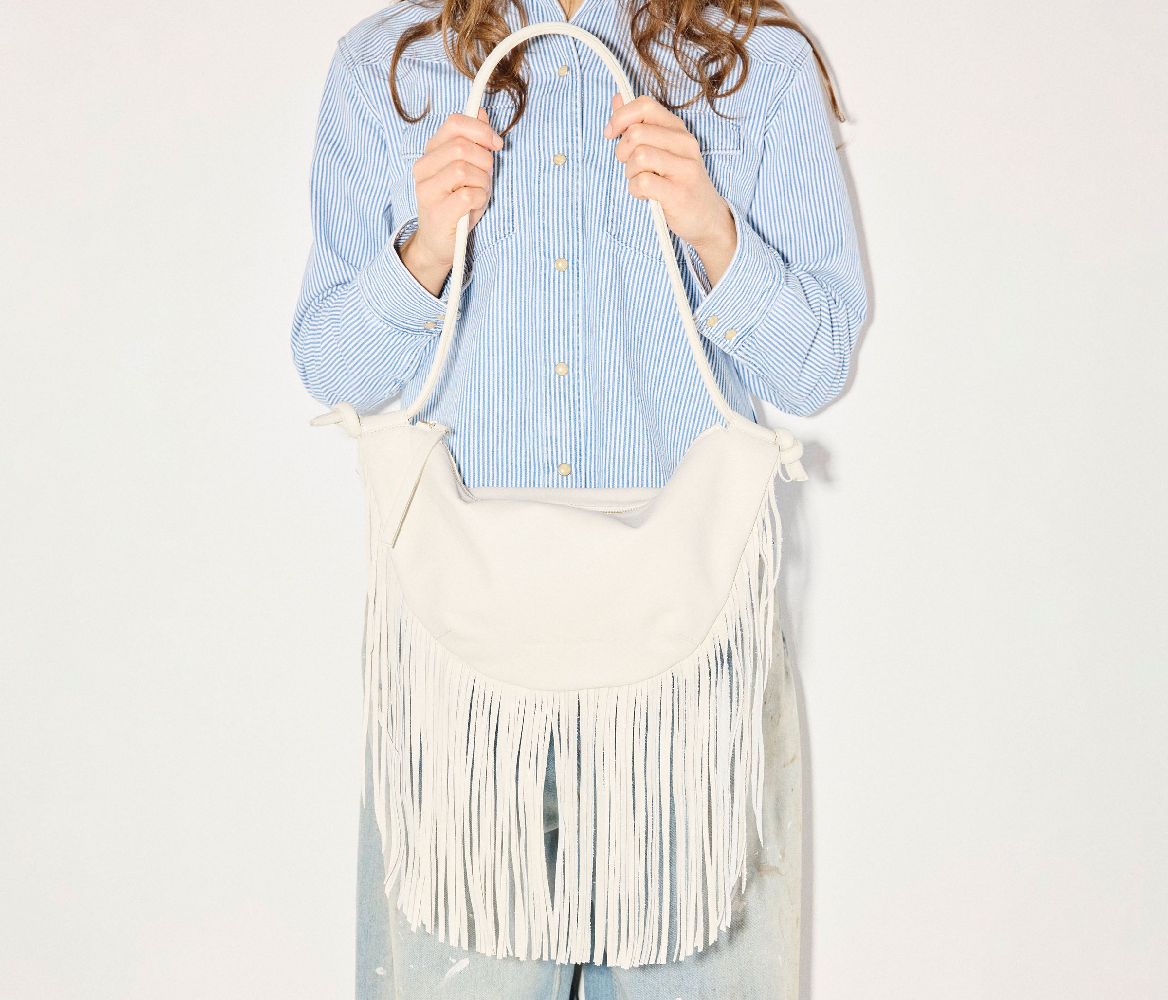 ERIKA CRESCENT FRINGE BAG, [product-type] - FREDA SALVADOR Power Shoes for Power Women