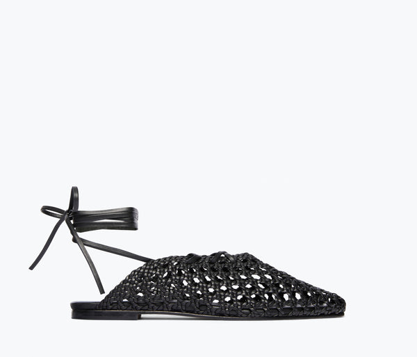 ETTA WOVEN ANKLE LACE-UP FLAT – FREDA SALVADOR