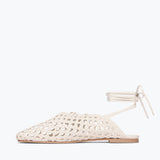 ETTA WOVEN ANKLE LACE-UP FLAT