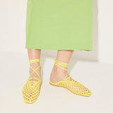 ETTA WOVEN ANKLE LACE-UP FLAT