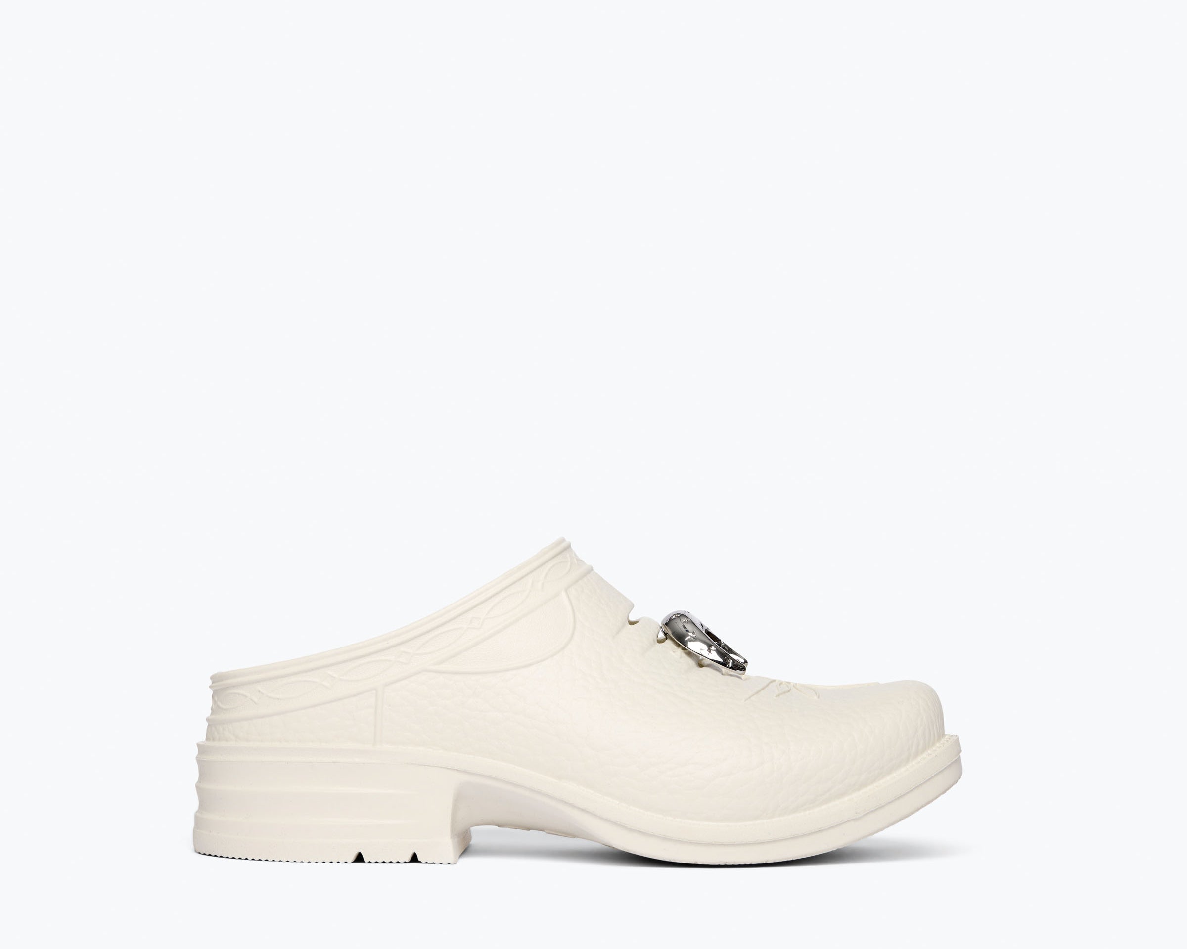 Freda Salvador FS X WESTECH OUTRIDER slip-on mule with charm detail, front view showcasing stylish design and craftsmanship.