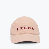 Embroidered Freda Hat in blush corduroy, front view