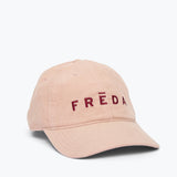Embroidered Freda Hat in blush corduroy, side view