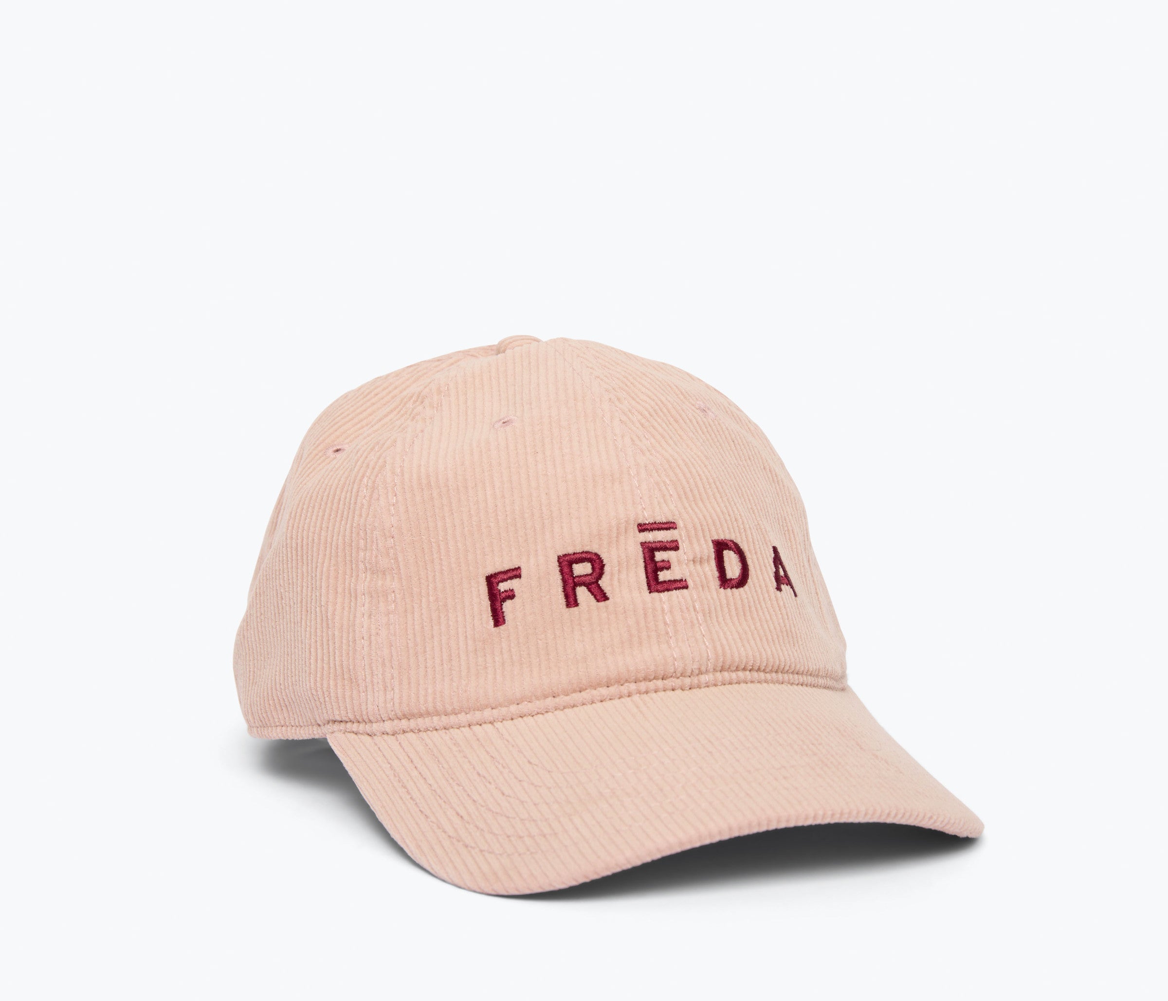 Embroidered Freda Hat in blush corduroy, side view