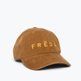 Embroidered Freda Hat in ginger corduroy, side view
