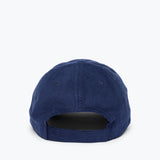 Embroidered Freda Hat in navy corduroy, back view